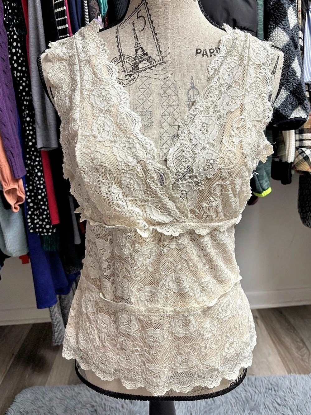 Vintage Ivory Lace Tank Top